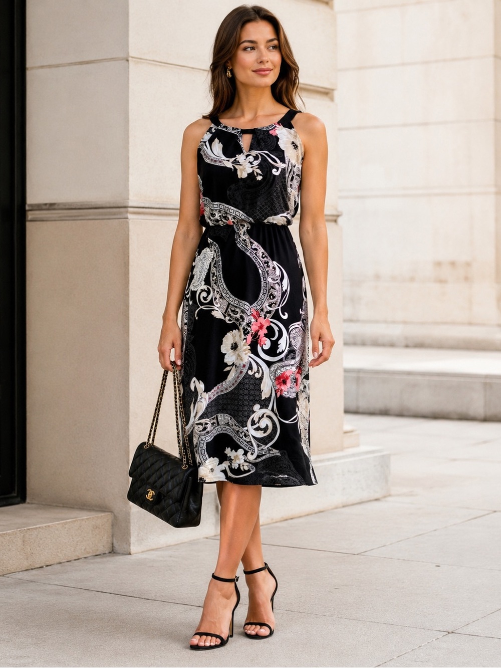 White House Black Market Paisley Floral Dress Size XXS
